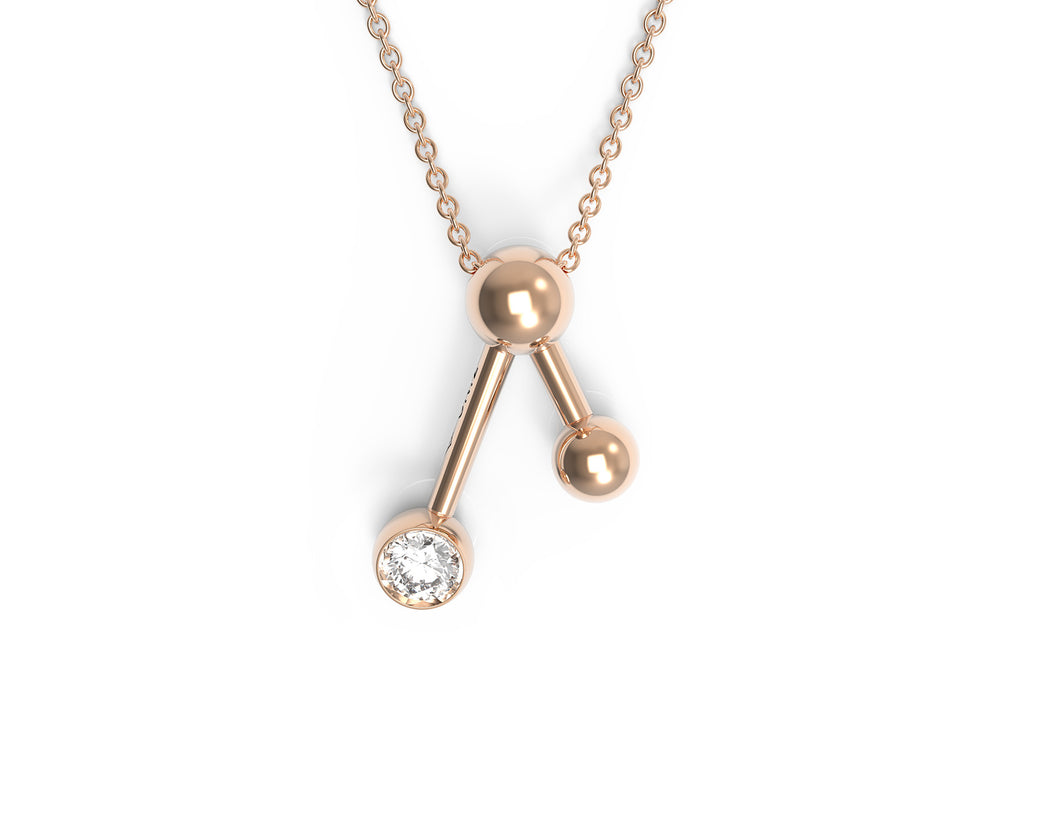 V Sphere And Diamond Necklace